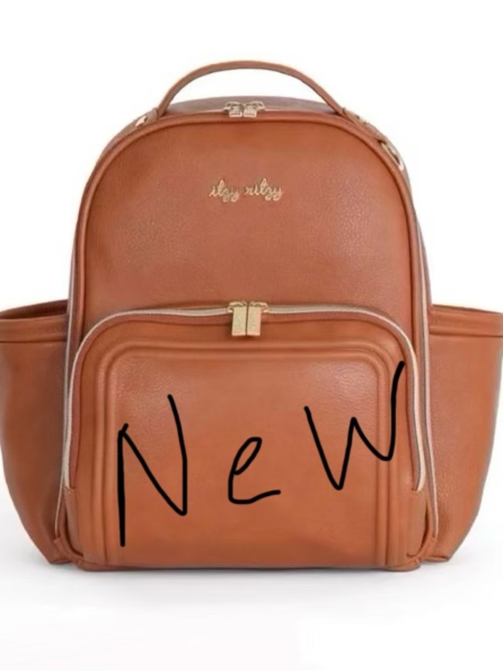 Itzy Ritzy Tan Leather Diaper Backpack